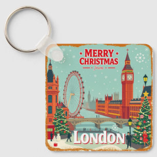 Chaveiro Vintage Retro Felry Christmas de Londres
