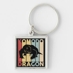 Chaveiro Vintage Retro Komodo Dragon Silhouette