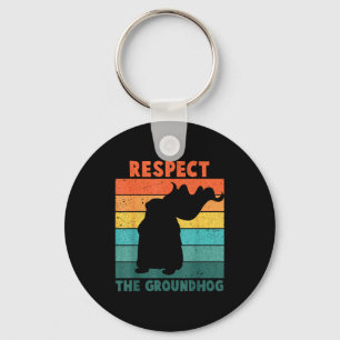 Chaveiro Vintage Retro Respeite O Feriado Do Groundhog Engr