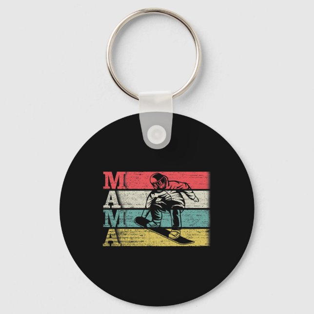 Chaveiro Vintage Retro Snowboard Mama Ski Snowboard Silh (Frente)