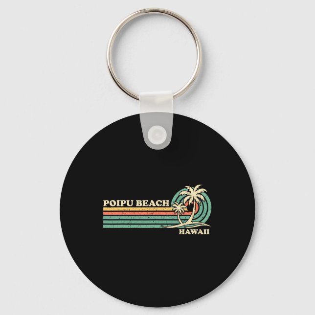 Chaveiro Vintage Retro Summer Vacation Hawaii Poipu Beach (Frente)