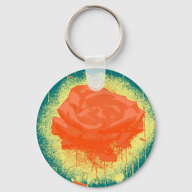 Chaveiro Vintage Rosa vermelha Fine Art (Frente)