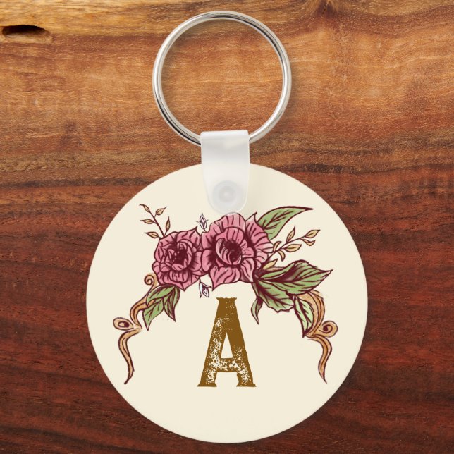 Chaveiro Vintage Rose Personalized (Frente)