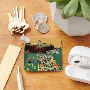 Chaveiro Vintage Roulette Table Casino Game, Gambling Chips