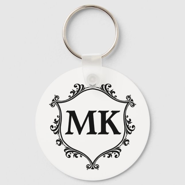 Chaveiro Vintage royal shield - nome personalizado monogram (Frente)