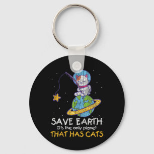 Chaveiro Vintage Salva A Terra Que Tem Gato Engraçado Dia D