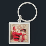 Chaveiro Vintage Santa Claus Snowman Winter Christmas<br><div class="desc">Vintage Santa Claus Snowman Chaveiros de Natal de inverno apresentam um Papai Noel alegre e um boneco de neve na neve. Perfeito como enchedores e presentes para família e amigos nos feriados de Natal. Parte de uma coleção. Projetado por feriados do Evco www.zazzle.com/store/evcoholidays</div>