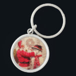 Chaveiro Vintage Santa Claus Snowman Winter Christmas<br><div class="desc">Vintage Santa Claus Snowman Chaveiros de Natal de inverno apresentam um Papai Noel alegre e um boneco de neve na neve. Perfeito como enchedores e presentes para família e amigos nos feriados de Natal. Parte de uma coleção. Projetado por feriados do Evco www.zazzle.com/store/evcoholidays</div>
