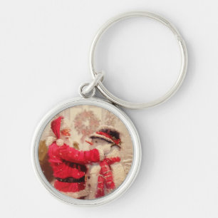 Chaveiro Vintage Santa Claus Snowman Winter Christmas