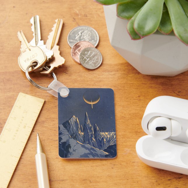 Chaveiro Vintage Science Ficet, Crescent Moon Snow Planet (Mesa)