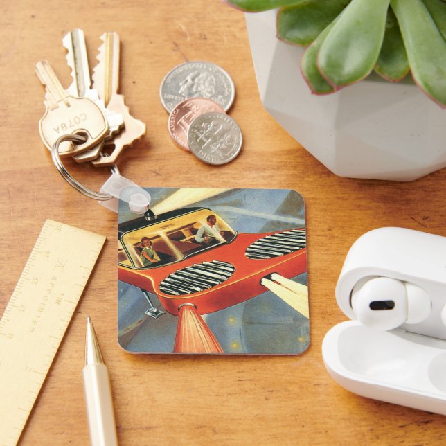 Chaveiro Vintage Science Ficting Carro Voador Futurístico (Mesa)