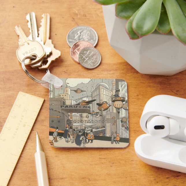 Chaveiro Vintage Science Fiction Urban Paris, Steam Punk (Mesa)