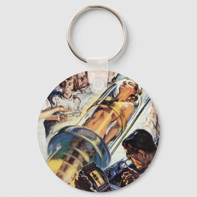 Chaveiro Vintage Science Fiction, Woman Lab Experiment (Frente)