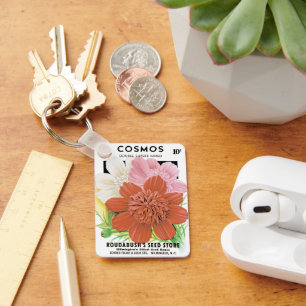 Chaveiro Vintage Seed Packet Art, Cosmos Garden Flowers