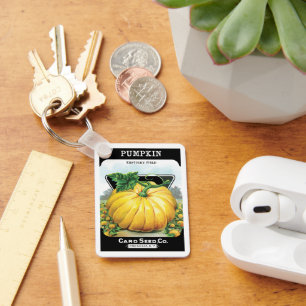 Chaveiro Vintage Seed Packet Label Art, Abóbora De Hallowee