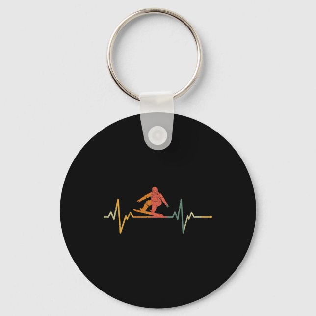 Chaveiro Vintage Snowboarder Gift Heartbeat Snowboardin (Frente)