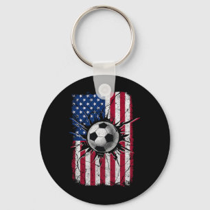Chaveiro Vintage Soccer 4 De Julho Homens Usa Bandeira Amer