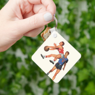 Chaveiro Vintage Sports, Jogadores de Basquete em um Jogo