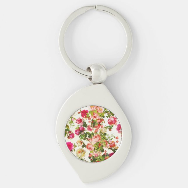 Chaveiro Vintage Summer Pink Rose Flowies (Frente)