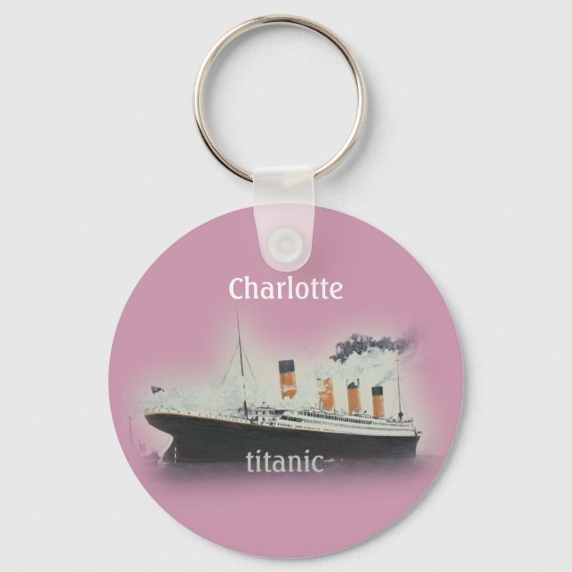 Chaveiro Vintage Titaner Ocean Liner Girl Nome Rosa Navio (Frente)