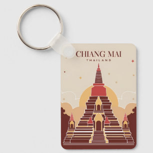Chaveiro Vintage Travel Chiang Mai Thailand Vetor Graphic