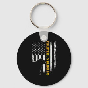 Chaveiro Vintage USA American Flag Coolest English Buldog