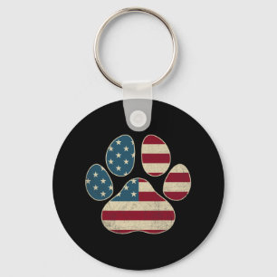 Chaveiro Vintage Usa Flag 4° De Julho Paw Imprime Patriótic