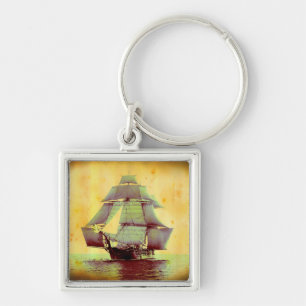 Chaveiro Vintage USS Monongahela - Cadeia-Chave do Navio à