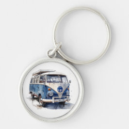 Chaveiro Vintage Van no Delft Blue personalizável