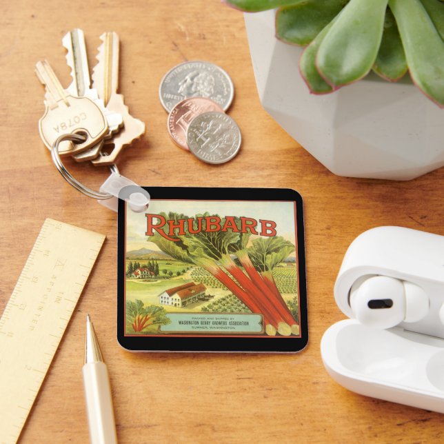 Chaveiro Vintage Vegetal Pode Rotular Arte, Fazenda Rhubarb (Mesa)