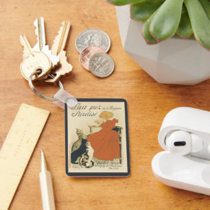 Chaveiro Vintage Victorian Art Nouveau, Garota com Gatos Le