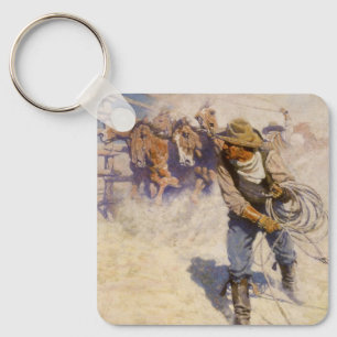 Chaveiro Vintage Western Cowboys, In the Corral, pelo NC Wy