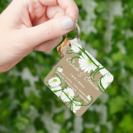 Chaveiro Vintage White Gerber Daisy Flowers
