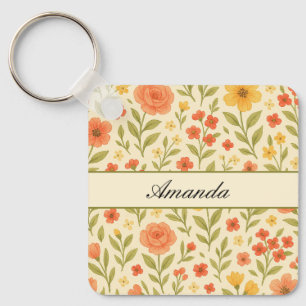 Chaveiro Vintage Wildflower Patterno Name