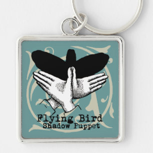 Chaveiro Vintagem da Mão do Pássaro Shadow Puppet