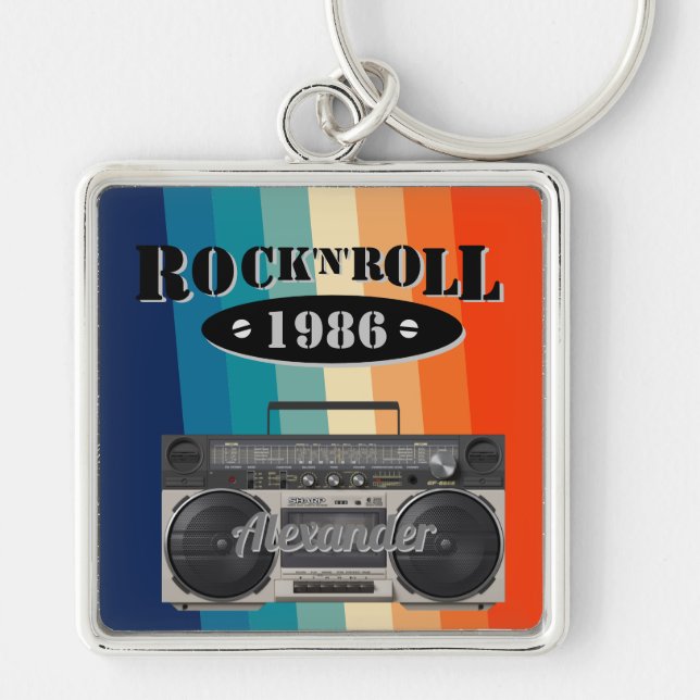Chaveiro Vintagem de música rochosa n rolo (Frente)