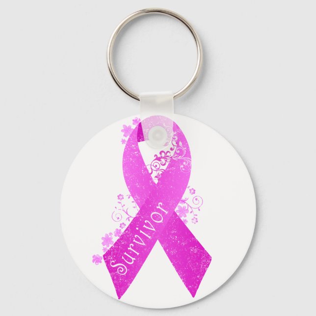 Chaveiro Vintagem de Sobrevivência do Câncer da Mama (Frente)