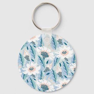 Chaveiro Vintagem Floral Pintada À Mão Negra