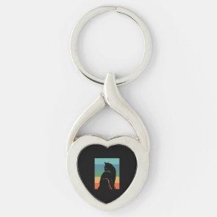 Chaveiro Vintagem Retroativa de Gato Preto