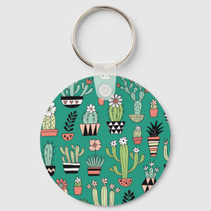 Chaveiro Vintagem Verde de Fundo Cactusa Bloqueante