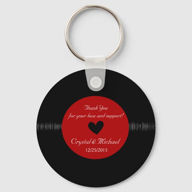Chaveiro Vinyl Record Wedding Favor Ting de Chave Personali (Frente)
