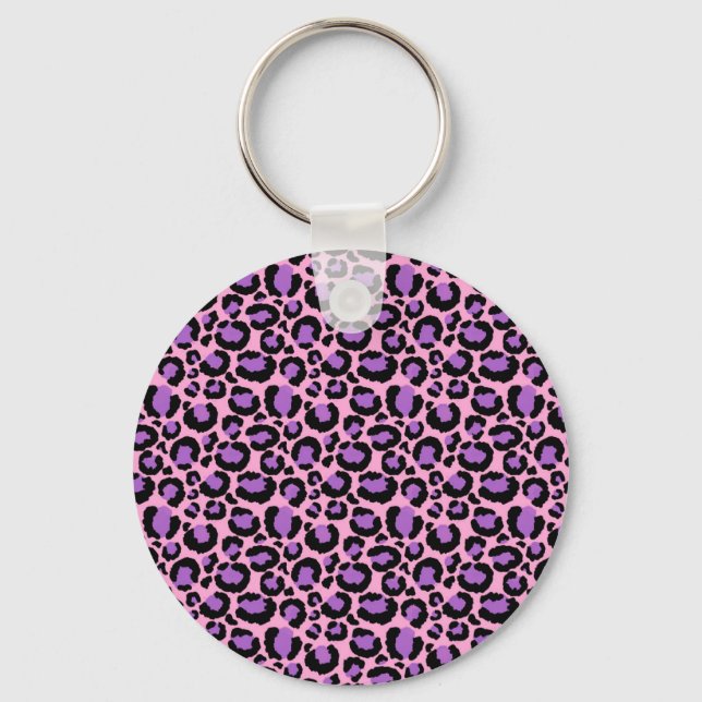 Chaveiro Violeta Rosa Guepardo Leopardo Padrão Amante de An (Frente)