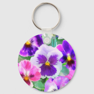 Chaveiro Violetas Coloridas Pansy Flower  