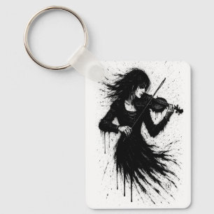 Chaveiro Violinista Nascido da Tinta na Tempestade de Som