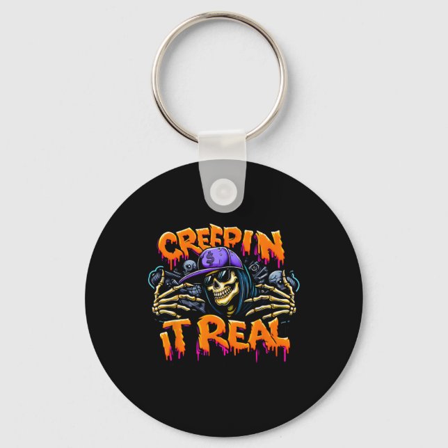 Chaveiro Vire Real Halloween Hip Hop Esqueleto Droga Graf (Frente)