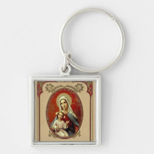 Chaveiro Virgem Católica Abençoada Mary Baby Jesus