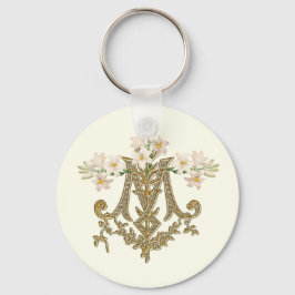 Chaveiro Virgem Elegante Mary Dourada Marian Cross Lily Car