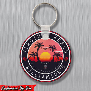 Chaveiro Virginia Beach USA Retro Sunset Souvenirs 80s