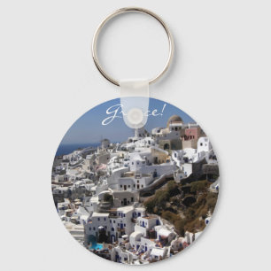 Chaveiro Vista panorâmica de Oia, piscina