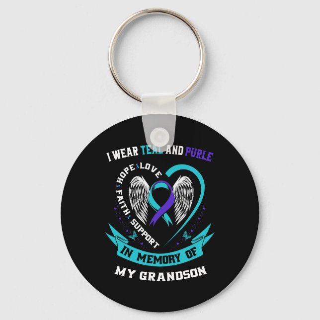 Chaveiro Vista Teal E Roxo Para Meu Neto Suicídio Com Conhe (Frente)